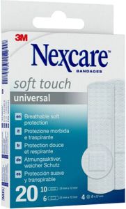 3M Nexcare Pansement Soft Touch Universal 3 tailles assorties 20 pièces 3M Nexcare Pansement Soft Touch Universal 3 tailles assorties 20 pièces