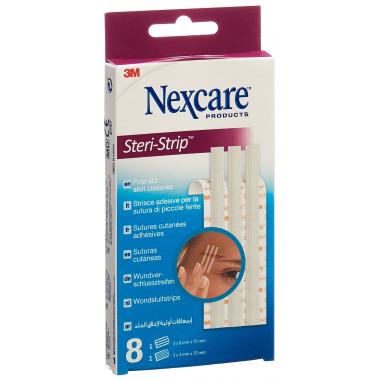 3M Nexcare Steri Strip Bande de fermeture de plaie Pack blanc 2 tailles mélangées 8 pièces 3M Nexcare Steri Strip Bande de fermeture de plaie Pack blanc 2 tailles mélangées 8 pièces