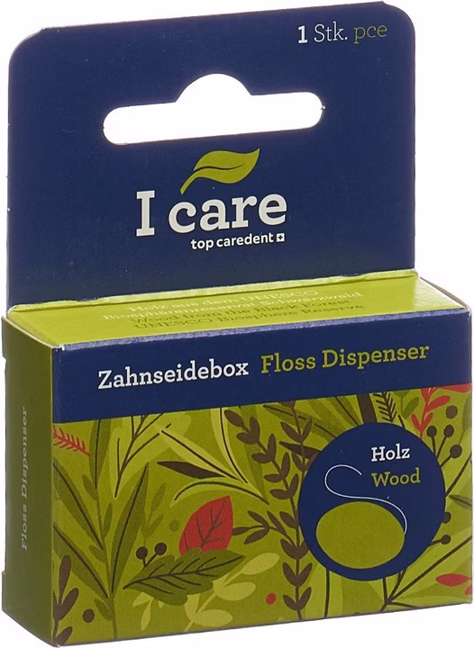 TOP CAREDENT Holz Zahnseidebox Naturseide 30m
