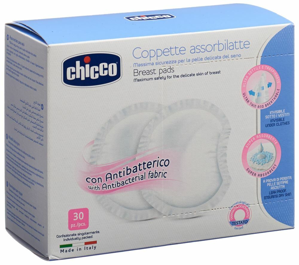 chicco coussinet d'allaitement léger et sûr antibak 30 pièces