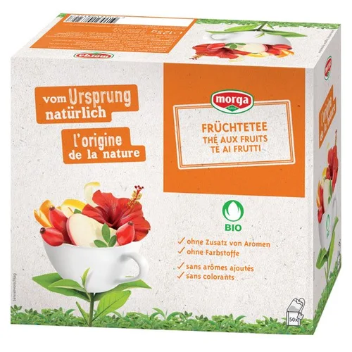 Thé aux fruits Morga au miel, certifié Bio Knospe, sachets, 50 pièces