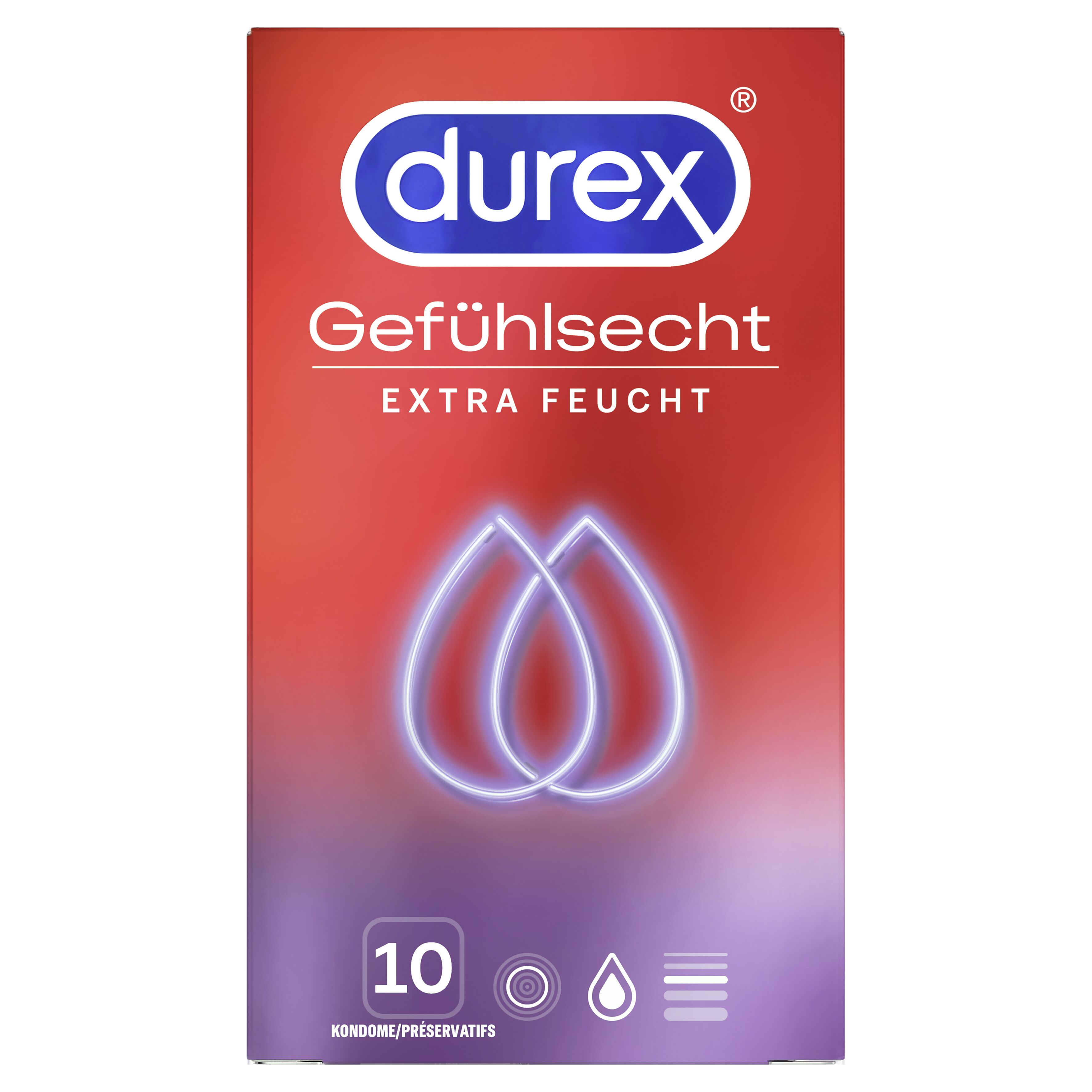 Préservatif Durex Gefühlsecht extra humide 10 pièces Préservatif Durex Gefühlsecht extra humide 10 pièces