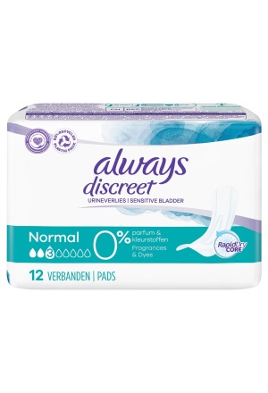 ALWAYS Discreet Incontinence Normal 0% Btl 12 Stk