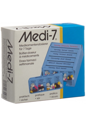 Medi-7 Doseur de médicaments 7 jours allemand/français/italien bleu