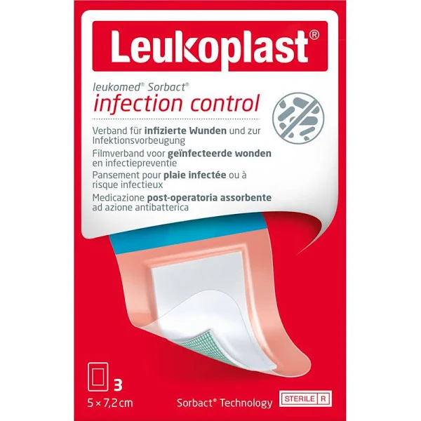 Leukoplast Leukomed Sorbact 7.2x5cm stérile 3 pièces