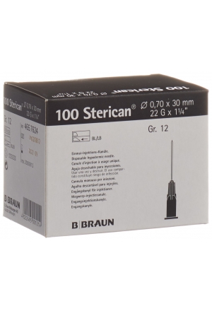 Aiguille Sterican 22G 0.70x30mm noir Luer 100pcs Aiguille Sterican 22G 0.70x30mm noir Luer 100pcs