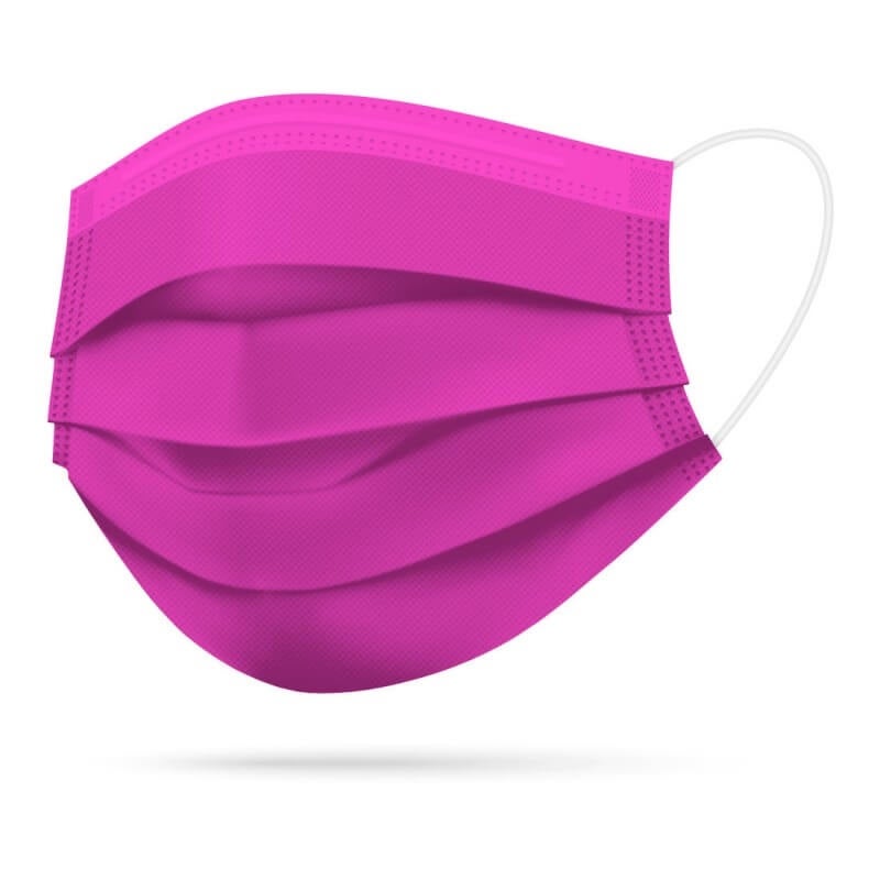 TImask masque médical jetable type IIR fuchsia 50 pièces