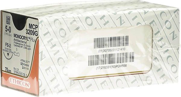 MONOCRYL PLUS 70cm non coloré 5-0 FS-2 12 pièces