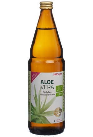 Jus d'Aloe Vera Bio 100 % pur Premium Bouteille en verre 0.75 lt