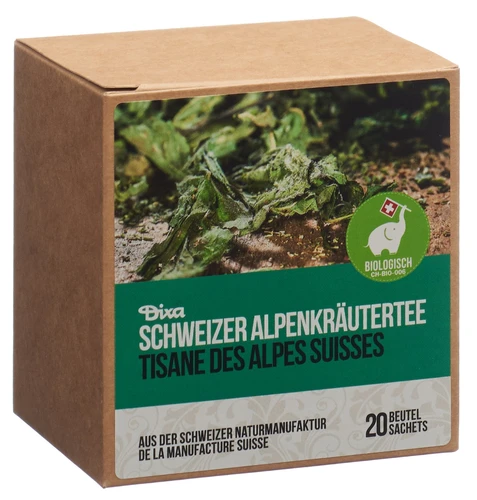 DIXA Herbes des Alpes Suisses Bio Boîte de 20 sachets de thé