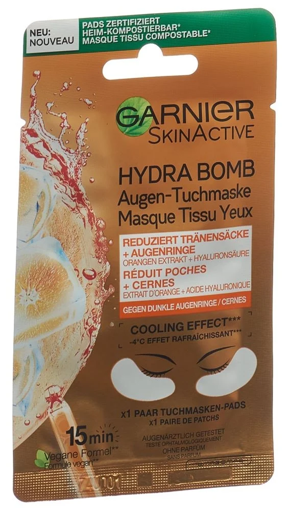 Masque tissu pour les yeux Orange Hyaluron Garnier 6g