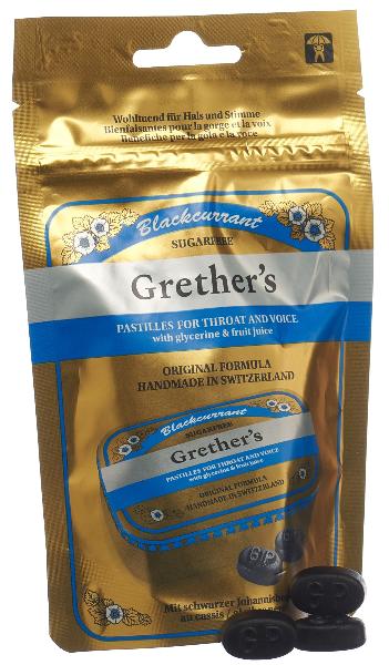 Pastilles de cassis Grethers sans sucre, recharge de 100g Pastilles de cassis Grethers sans sucre, recharge de 100g