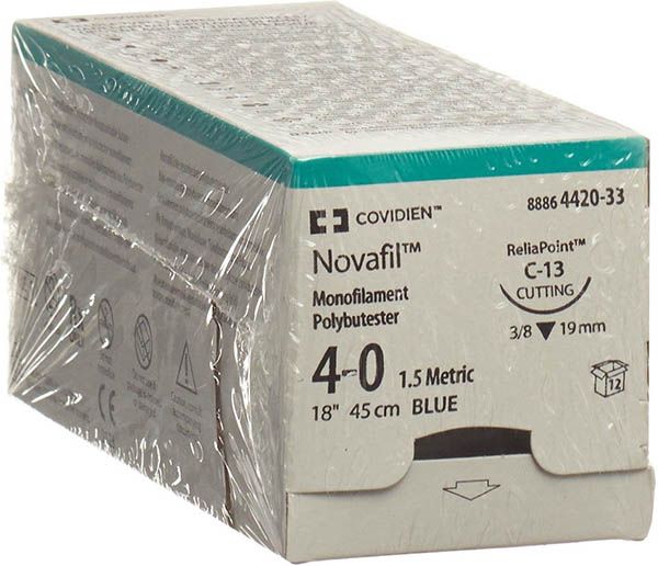 NOVAFIL 45cm bleu C-1 4-0 12 pièces