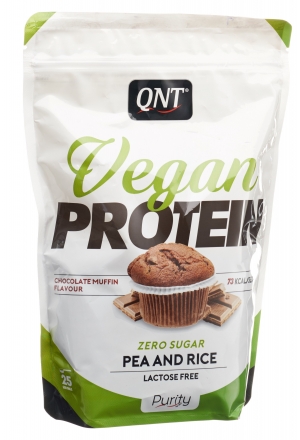 QNT Vegan Protein Zero Sugar-Lactose Free Chocolate Muffin Btl 500g