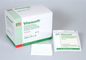 Vliwasoft Compresses non tissées 10x10cm 4 plis stériles 2 x 75 pièces