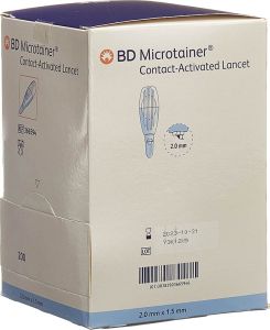 Lancettes activées par contact BD Microtainer pour prélèvement sanguin capillaire 1.5x2mm bleu 200 pièces