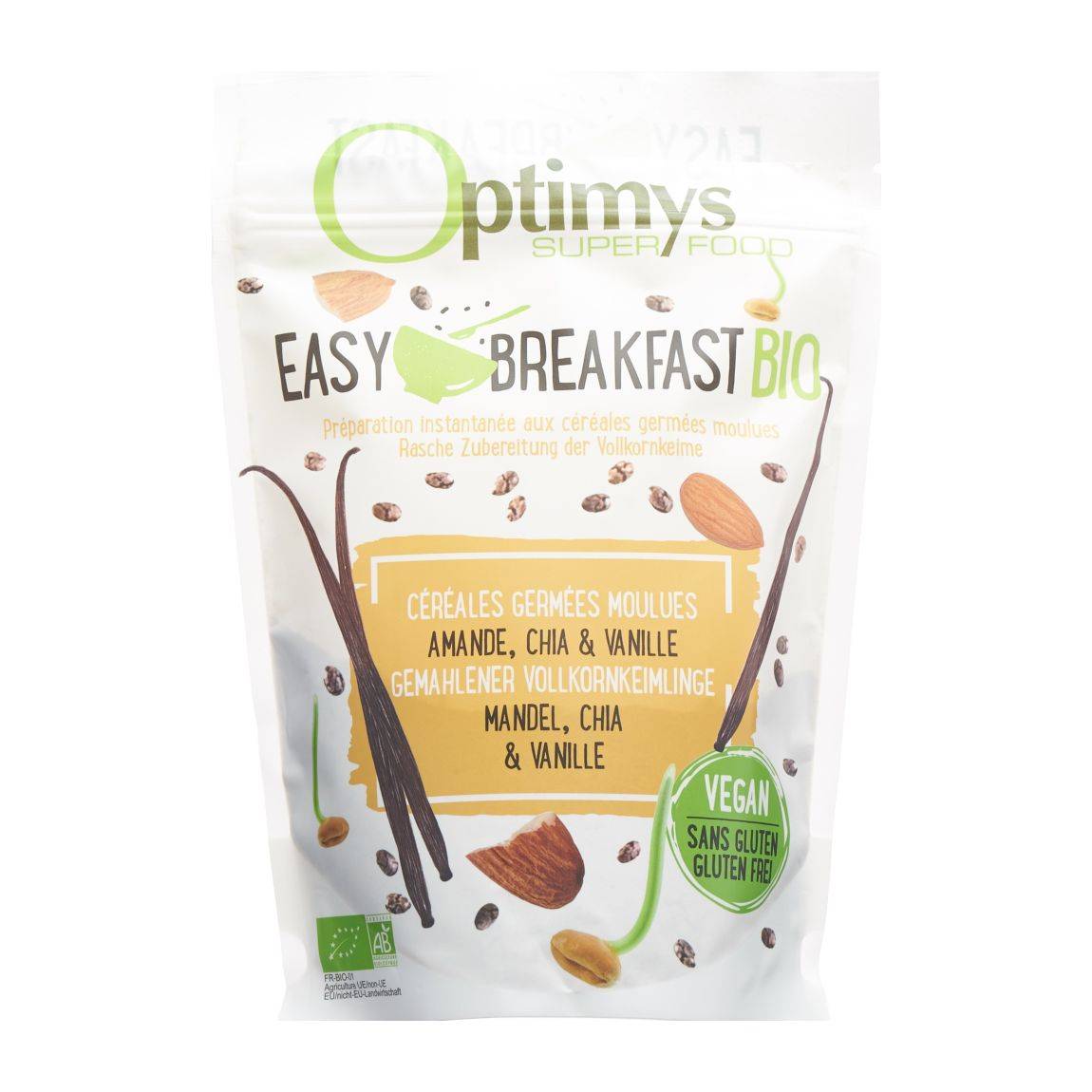 Optimys Easy Breakfast Amande Chia et Vanille Bio 350g