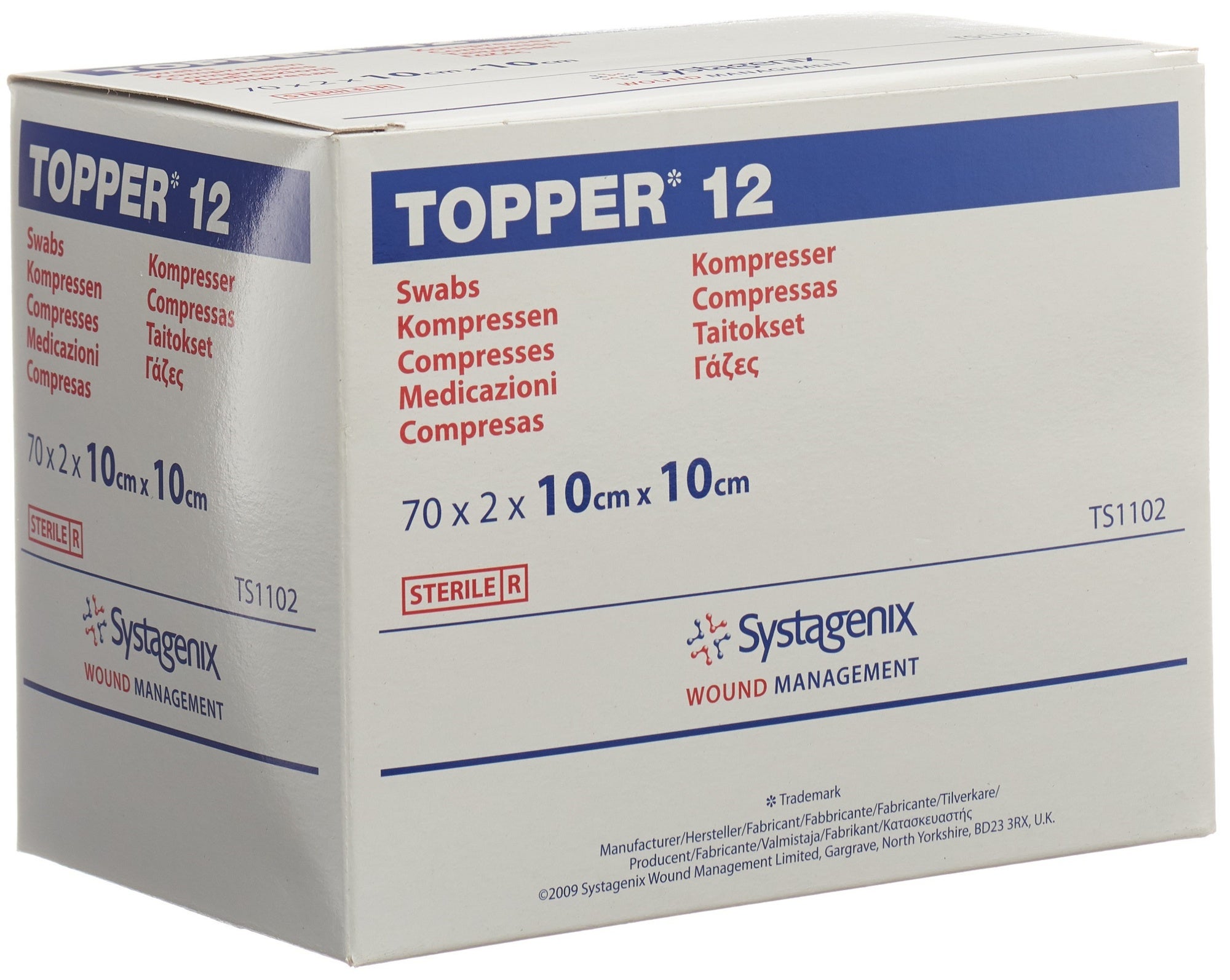 Topper 12 NW Compresses 10x10cm stériles 140 pièces