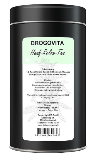 Thé relaxant au chanvre Drogovita, sachet de 65g