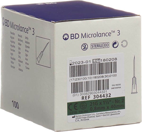 Canule BD MICROLANCE 3 Inj 0.80x40mm vert 100 pièces