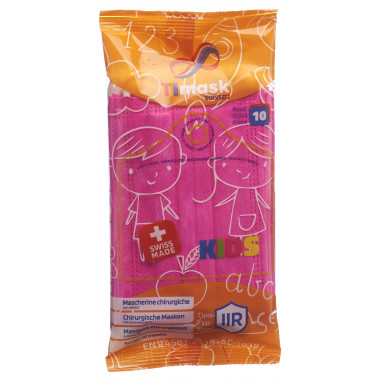 TImask masque médical jetable type IIR KIDS fuchsia 10 pièces