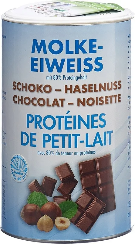 Poudre de protéines de petit-lait Biosana chocolat noisette 350g