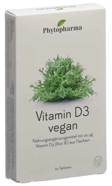 Phytopharma vitamine D3 comprimés végétaliens 60 pièces Phytopharma vitamine D3 comprimés végétaliens 60 pièces