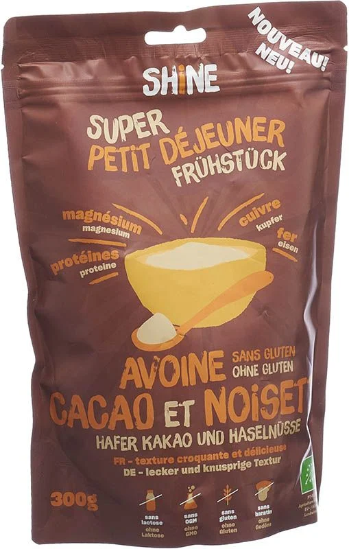 SHINE Petit déjeuner Avoine Cacao cru Noisette 300g