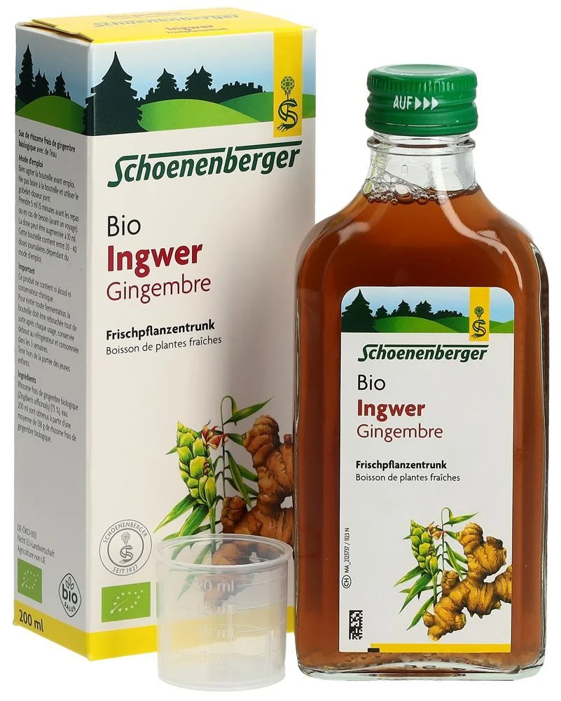 Schoenenberger Gingembre nat Jus de plantes fraîches Tru Bio 200ml