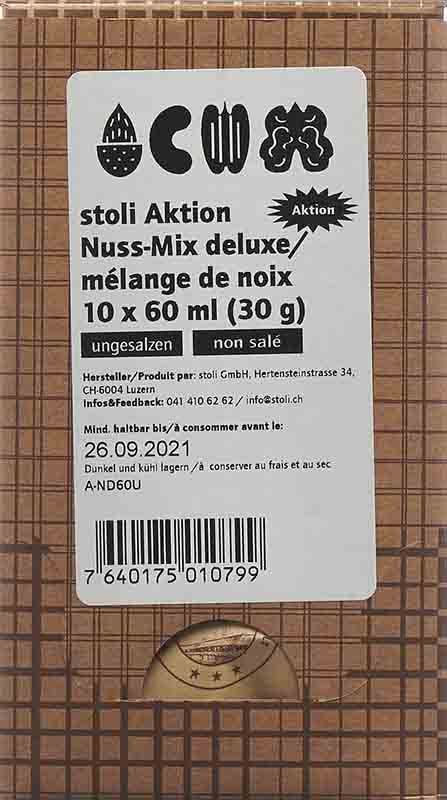 STOLI Mélange de noix deluxe action non salé 10 x 30g