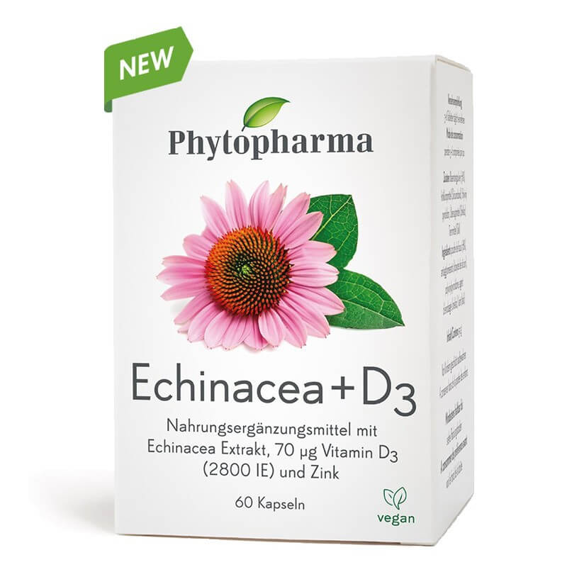 Phytopharma gélules d'échinacée + vitamine D3 60 gélules Phytopharma gélules d'échinacée + vitamine D3 60 gélules