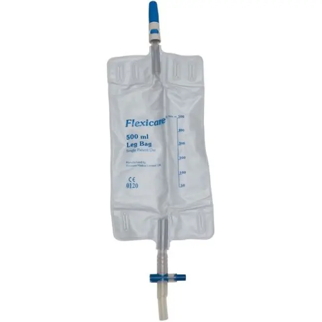 Flexicare poche urinaire 750ml 7cm avec évacuation et robinet pivotant stérile 10 pièces