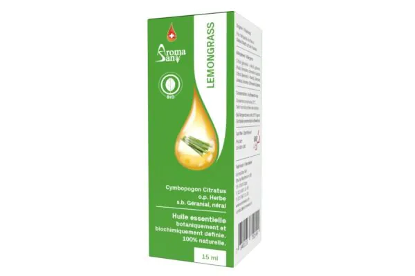 Huile essentielle de citronnelle Aromasan en boîte, bio 15ml Huile essentielle de citronnelle Aromasan en boîte, bio 15ml