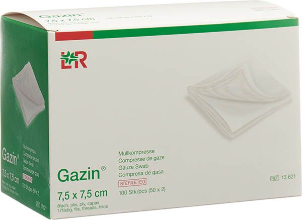 GAZIN Compresses de gaze 7.5x7.5cm 8f stérile 50 x 2 pièces