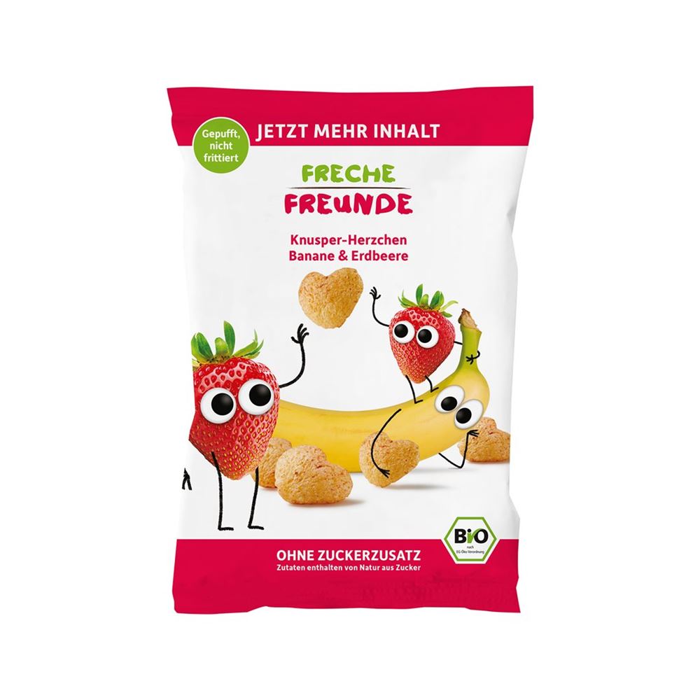 Cœurs croustillants de FRECHE FREUNDE Banane&Fraise Btl 30g