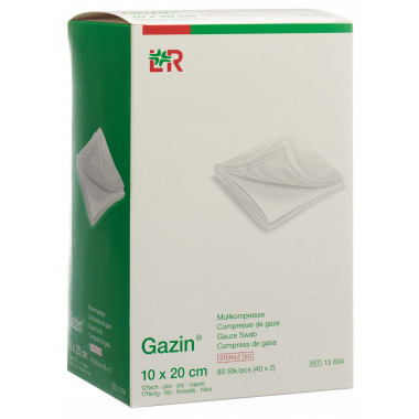 Kit de compresses de gaze Gazin 20x10cm 12 fois 40 x 2 pièces