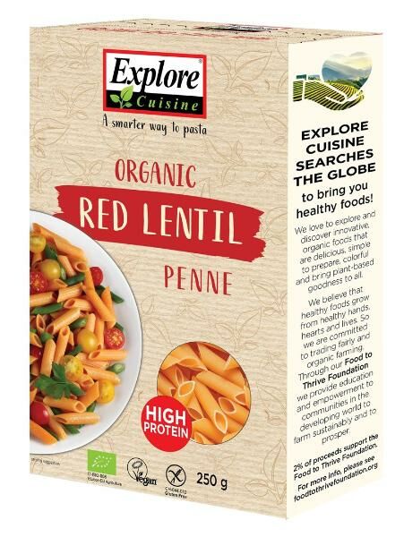 EXPLORE CUISINE Penne aux lentilles rouges Bio 250g
