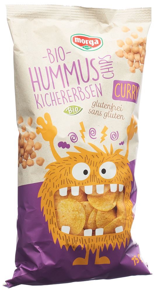 Morga Chips de pois chiches au curry bio sans gluten 75g Morga Chips de pois chiches au curry bio sans gluten 75g