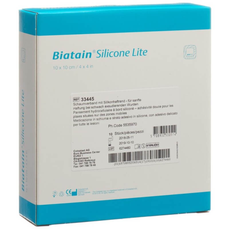 Pansement mousse Biatain Silicone Lite 10x10cm 10 pièces