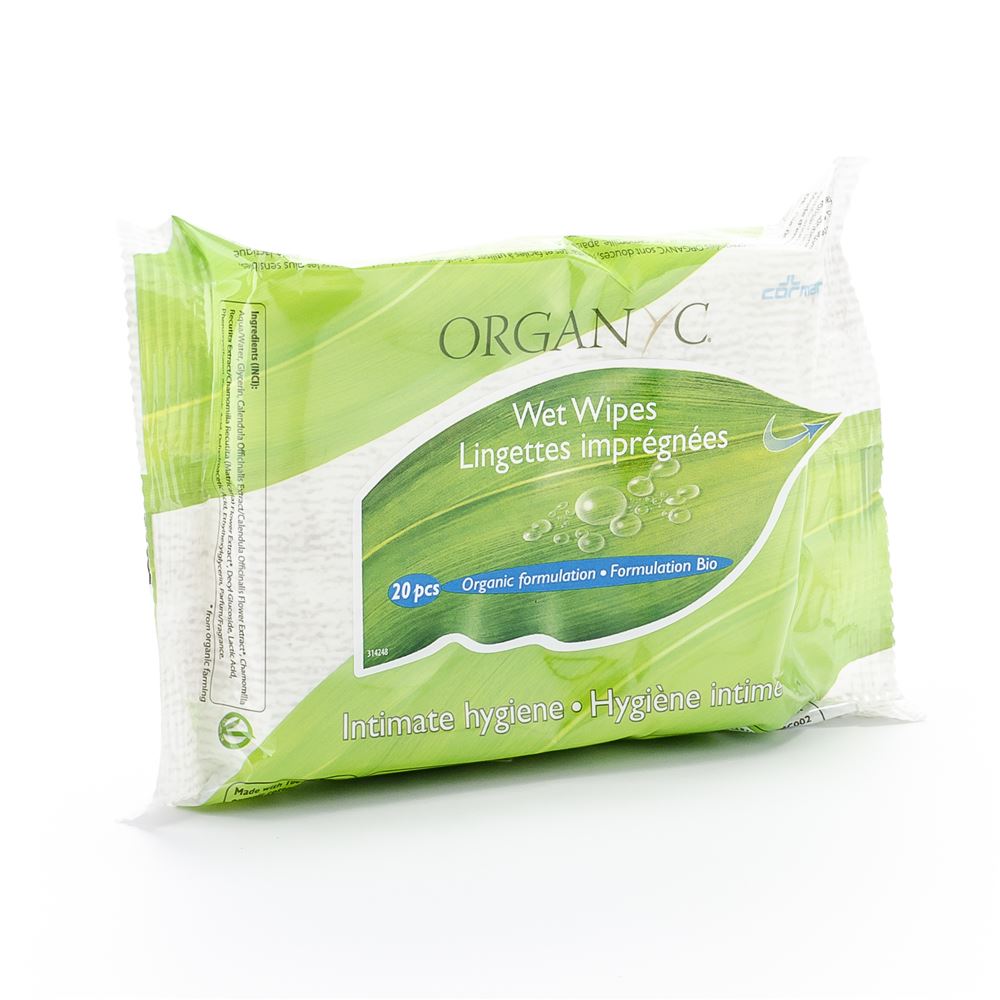 Lingettes hydratantes Organyc 20 pièces