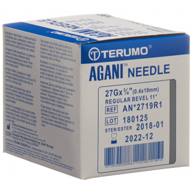 Aiguille jetable Terumo Agani 27G 0.4x19mm gris 100 pièces Aiguille jetable Terumo Agani 27G 0.4x19mm gris 100 pièces