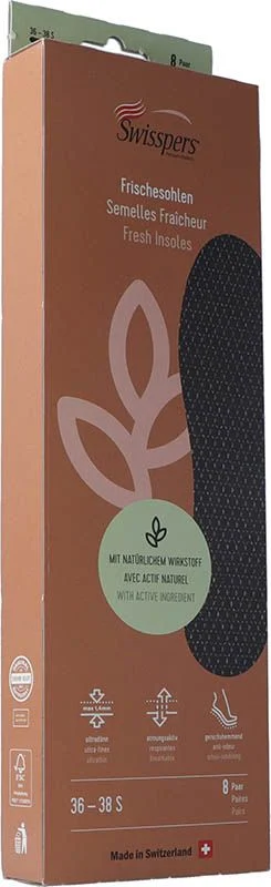 SWISSPERS Semelles fraîcheur S 38 noir 8 paires