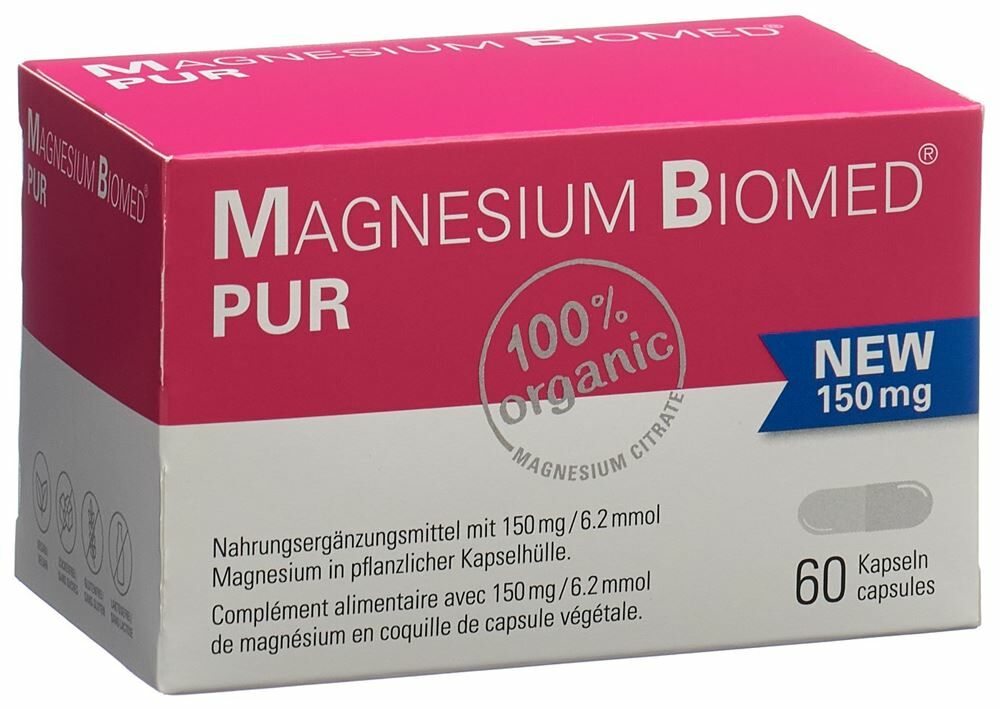 Magnésium BioMed® PUR gélules 150mg 60 pièces Magnésium BioMed® PUR gélules 150mg 60 pièces