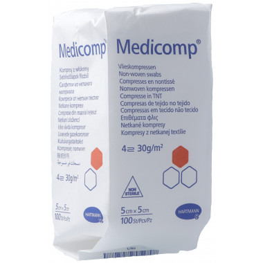 Medicomp 4 fois S30 5x5cm non stérile Btl 100 pièces