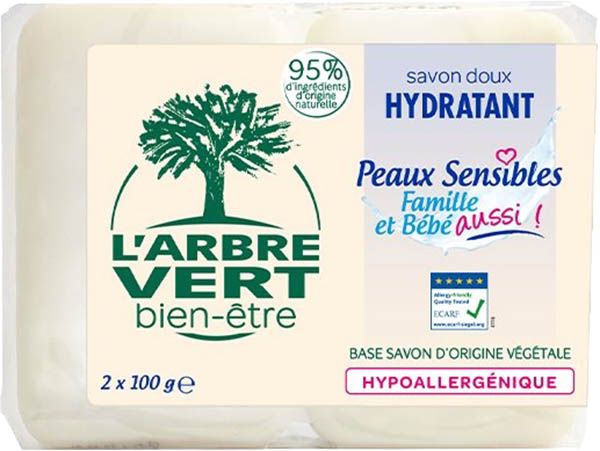 L'ARBRE VERT Savon écologique peaux sensibles 2 x 100g