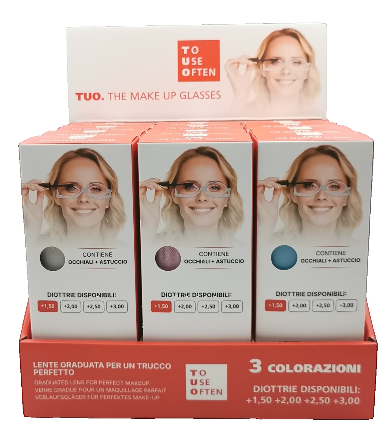 Lunettes de maquillage avec verre loupe Bleu +3.0