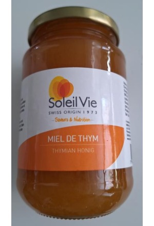 Soleil Vie Miel de thym 100% naturel pot 500g
