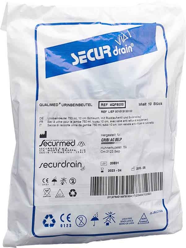 Qualimed poche à urine 750ml 10cm RV Abl 10 pièces