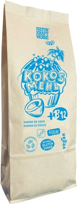 NaturKraftWerke Farine de noix de coco à la vitamine B12, bio, 600 g