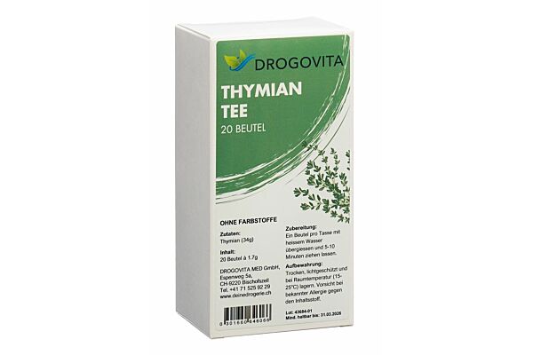 Tisane au thym Drogovita Btl 20 pièces